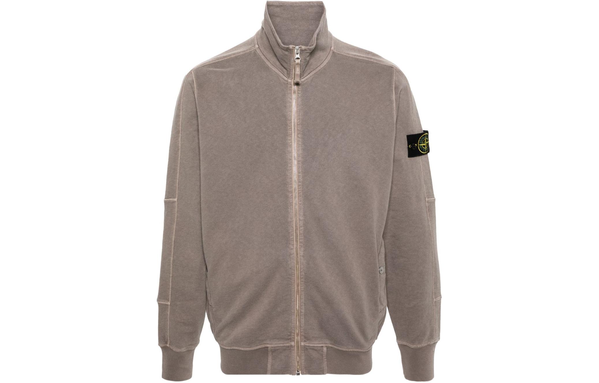 Stone Island SS24 Solid Logo High Neck Jacket Dove Gray 801565960-V0192