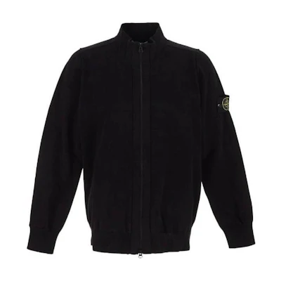 Stone Island SS24 Solid Logo Zip-Up Jacket Men’s Black 8015542B2-V0029