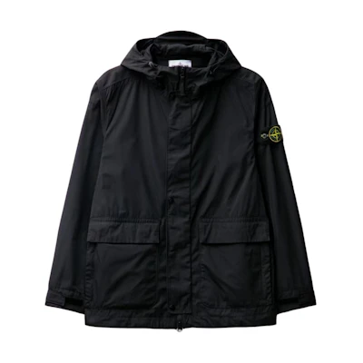 Stone Island SS24 Solid Nylon Zip-Up Hoodie Jacket Black 801541526-V0029