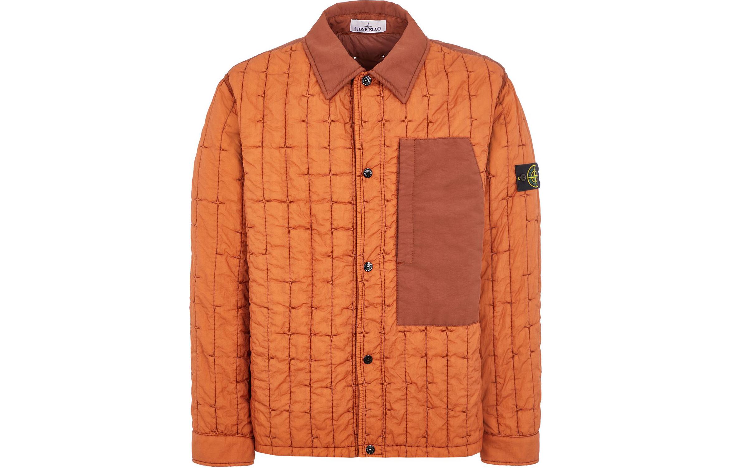 Stone Island SS24 Star Quilted Button-Up Jacket Brown Mens 801540831-V0073