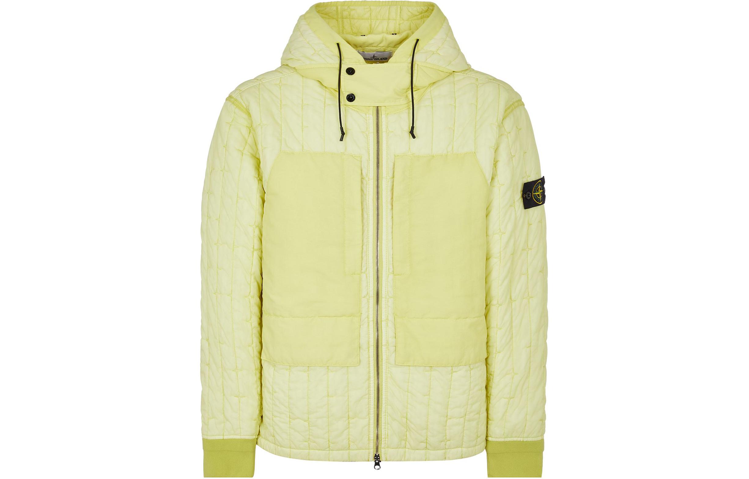 Stone Island SS24 Star Quilted Hooded Jacket Lemon Yellow Men’s 801540731-V0031