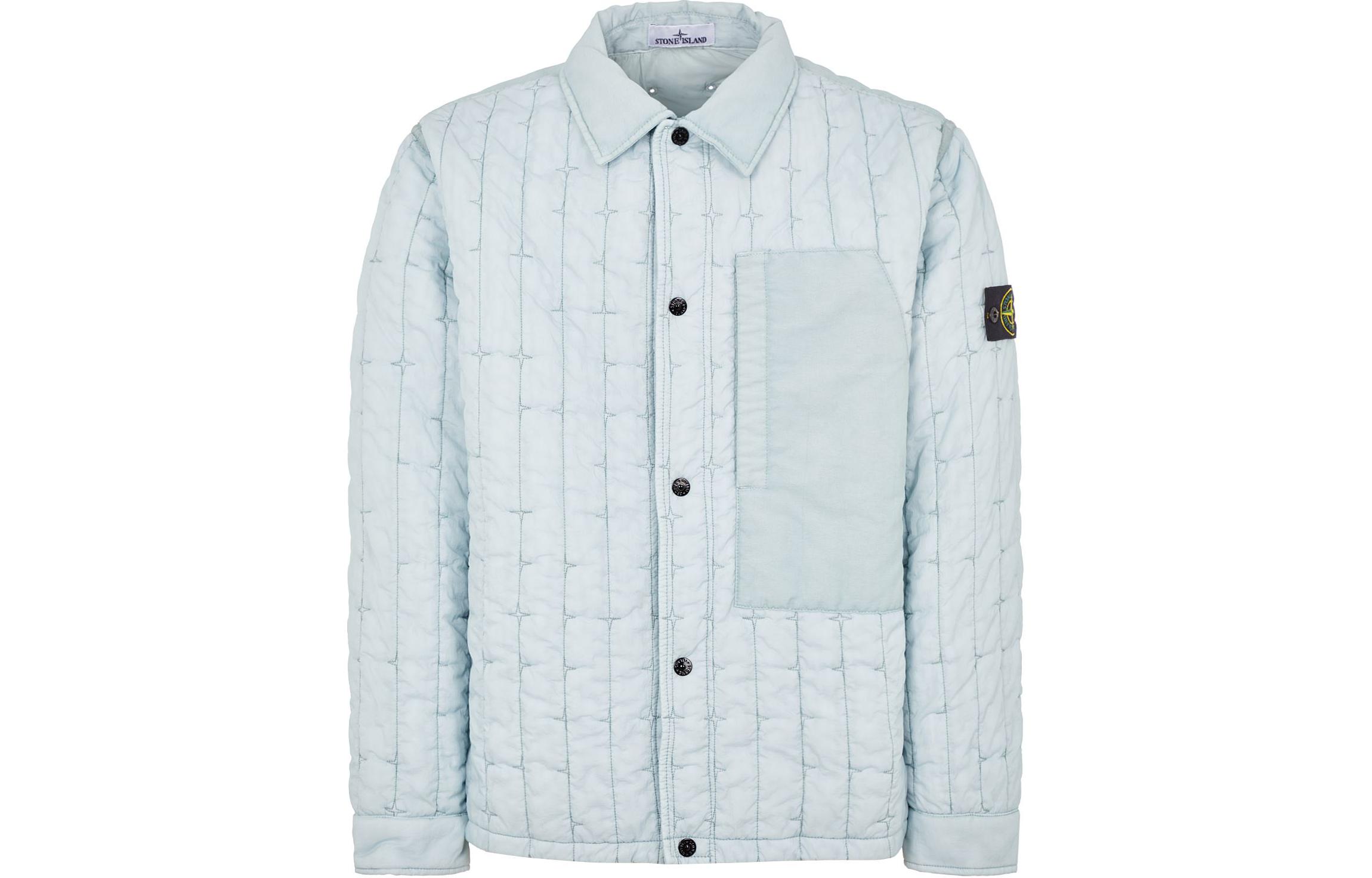 STONE ISLAND SS24 Star Quilted Single-Breasted Jacket Frost Blue  Outerwear 801540831-V0041
