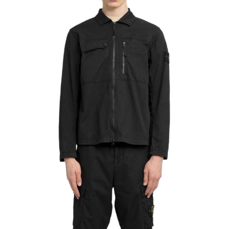 Stone Island SS24 Supima Cotton Black Long Sleeve Shirt Jacket for Men 801510210-V0029 圖 4