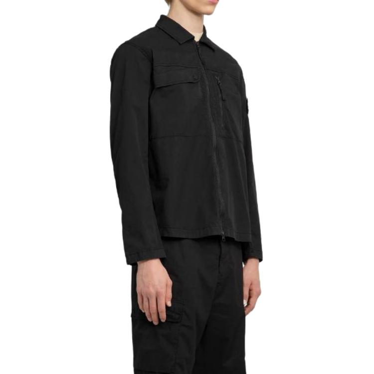 Stone Island SS24 Supima Cotton Black Long Sleeve Shirt Jacket for Men 801510210-V0029 圖 5