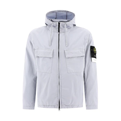 STONE ISLAND SS24 Supima Cotton Frost Blue Zip-Up Hoodie Jacket for Men 801542610-V0041