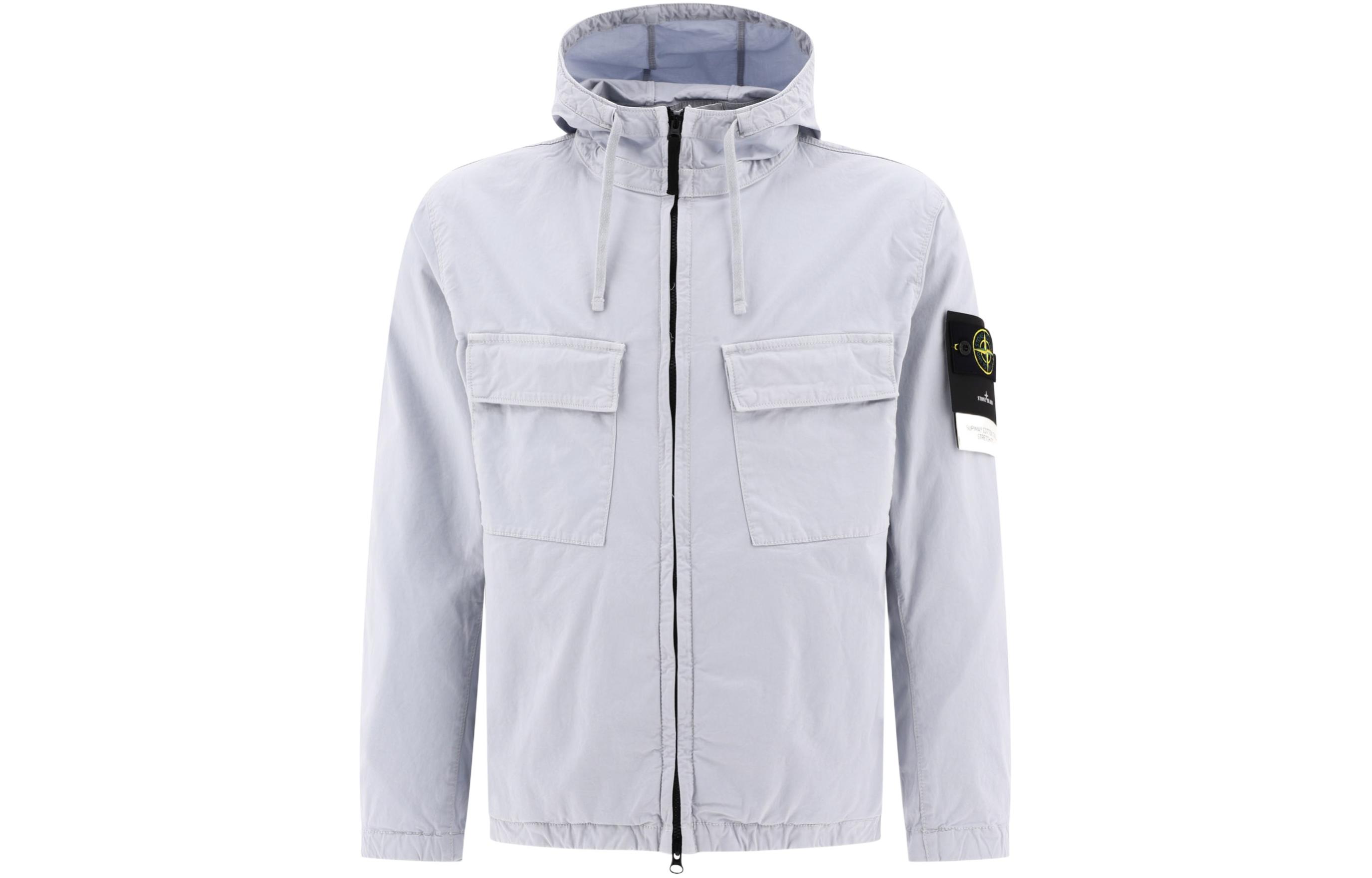 STONE ISLAND SS24 Supima Cotton Frost Blue Zip-Up Hoodie Jacket for Men 801542610-V0041 圖 2