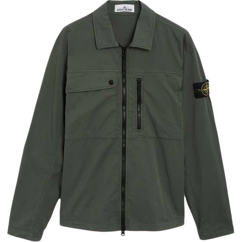 STONE ISLAND SS24 Supima Cotton Green Zip-Up Jacket with Chest Pocket for Men. 801510210-V0059 圖 2