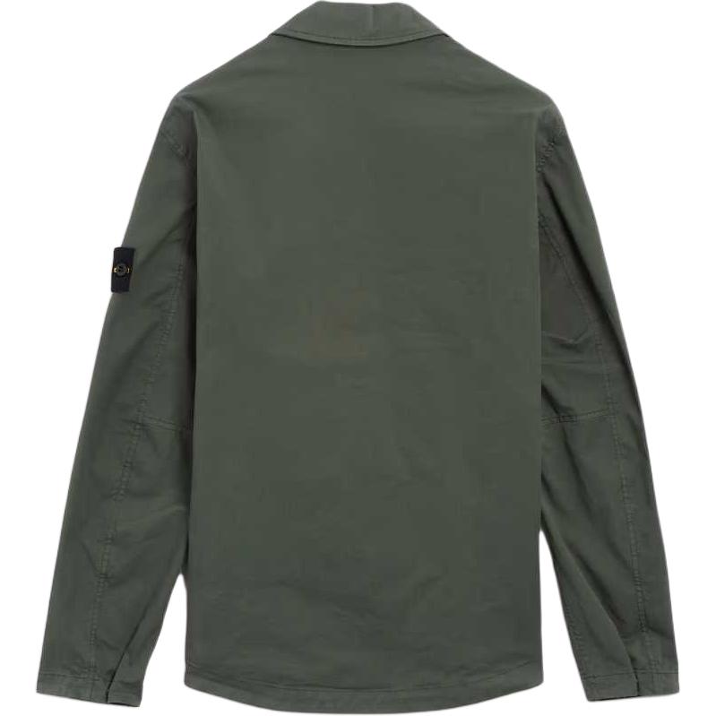 STONE ISLAND SS24 Supima Cotton Green Zip-Up Jacket with Chest Pocket for Men. 801510210-V0059 圖 3