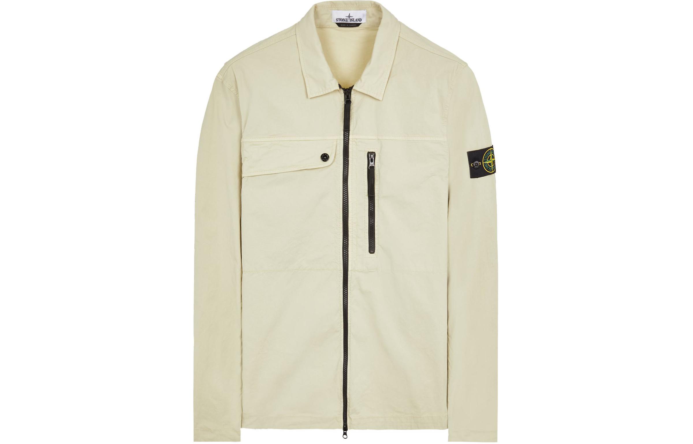 Stone Island SS24 Supima Cotton Pistachio Zip Pocket Logo Jacket 801510210-V0051