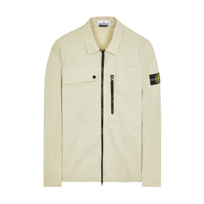 Stone Island SS24 Supima Cotton Pistachio Zip Pocket Logo Jacket 801510210-V0051