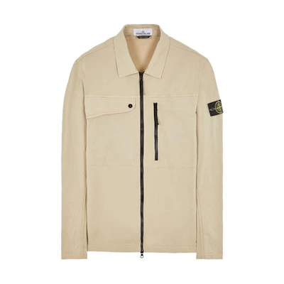 Stone Island SS24 Supima Cotton Sand Color Zip Pocket Jacket for Men 801510210-V0095