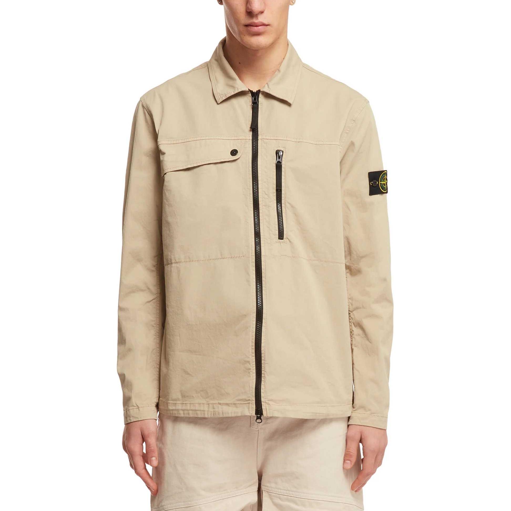 Stone Island SS24 Supima Cotton Sand Color Zip Pocket Jacket for Men 801510210-V0095 圖 4