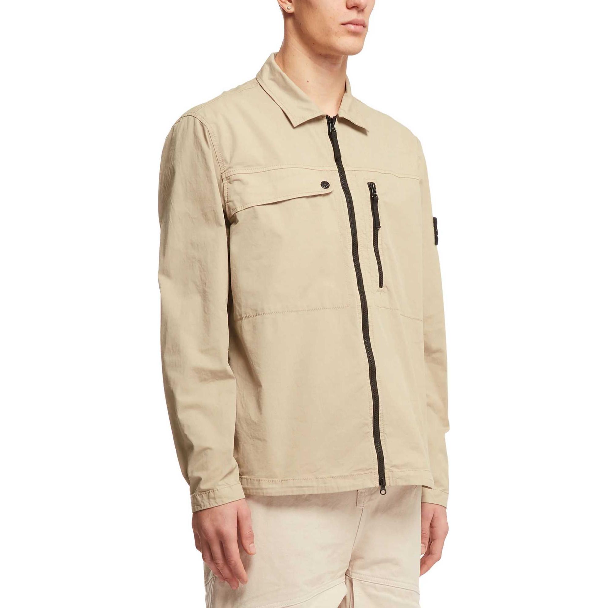 Stone Island SS24 Supima Cotton Sand Color Zip Pocket Jacket for Men 801510210-V0095 圖 5
