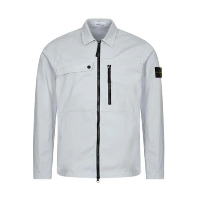 Stone Island SS24 Supima Cotton Zip Jacket Frost Blue Mens 801510210-V0041