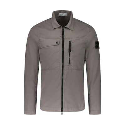 Stone Island SS24 Supima Cotton Zip Pocket Long Sleeve Jacket Dove Grey Mens 801510210-V0092