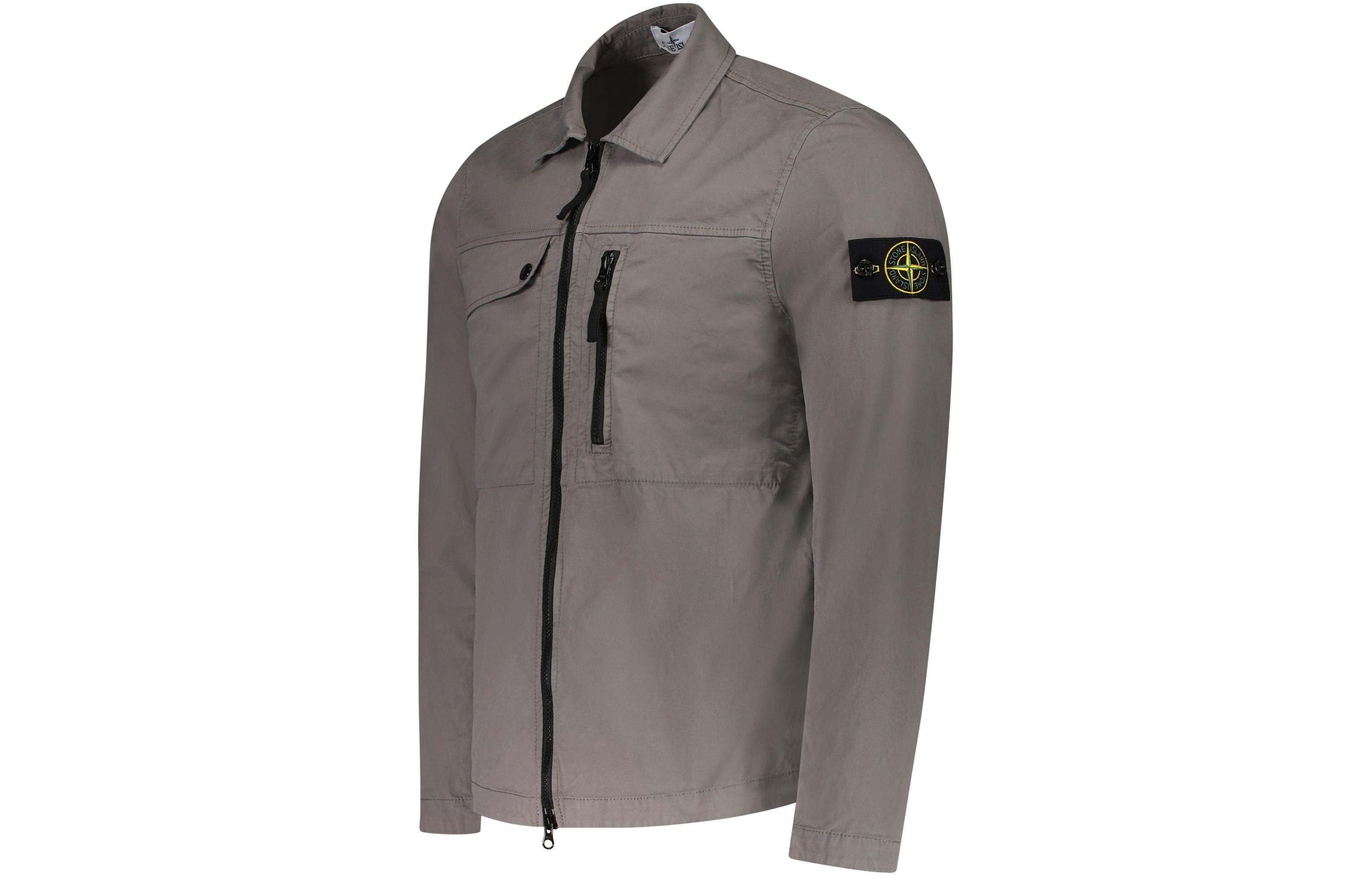 Shop ストーンアイランド SS24 スーピマコットン ジップポケット 長袖ジャケット ダブグレー メンズ 801510210-V0092