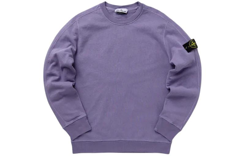 Stone Island SS24 Vintage Washed Logo Crewneck Long Sleeve Sweatshirt Purple 801566060-V0147