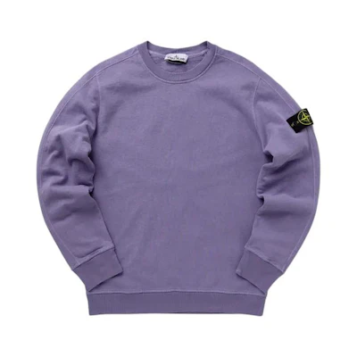 Stone Island SS24 Vintage Washed Logo Crewneck Long Sleeve Sweatshirt Purple 801566060-V0147