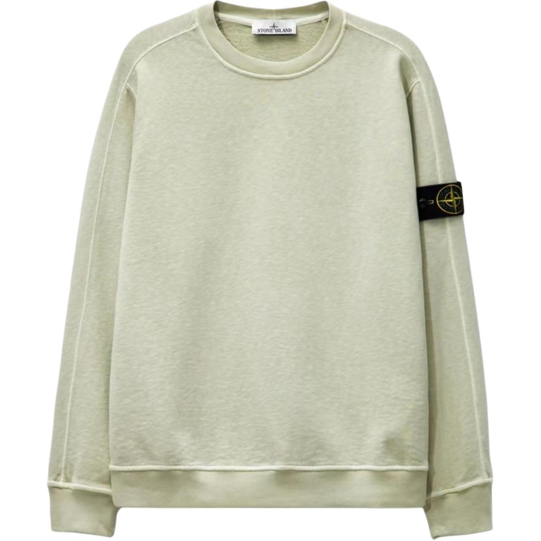 Stone Island SS24 Vintage Washed Logo Crewneck Sweatshirt Pistachio Green Unisex 801566060-V0151