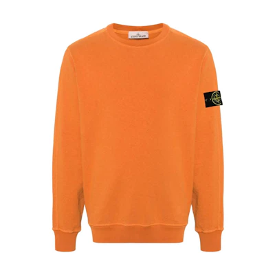 Stone Island SS24 Vintage Washed Logo Crewneck Sweatshirt Orange Men 801566060-V0132