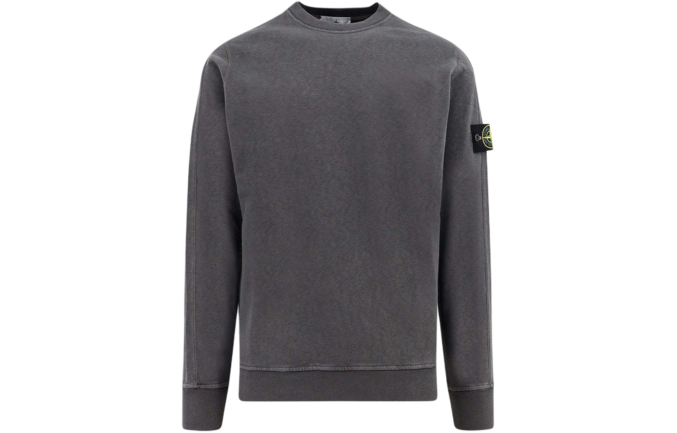 Stone Island SS24 Vintage Washed Logo Crewneck Sweatshirt Dark Grey 801566060-V0165