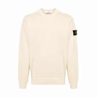 STONE ISLAND SS24 Vintage Washed Logo Crewneck Sweatshirt Men’s Off-White 801566060-V0191
