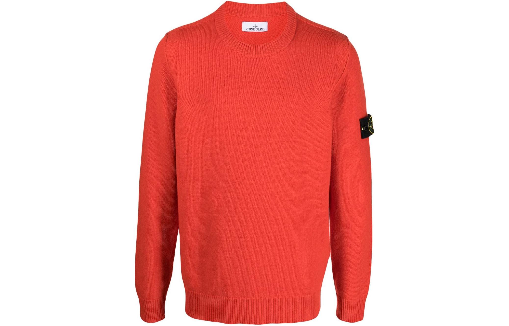 Stone Island SS24 Vintage Washed Logo Crewneck Sweatshirt Red 801566060-V0110