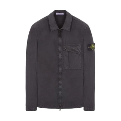 Stone Island SS24 Washed Cotton Zip-Up Shirt Jacket Steel Gray Men’s 8015119WN-0V0165
