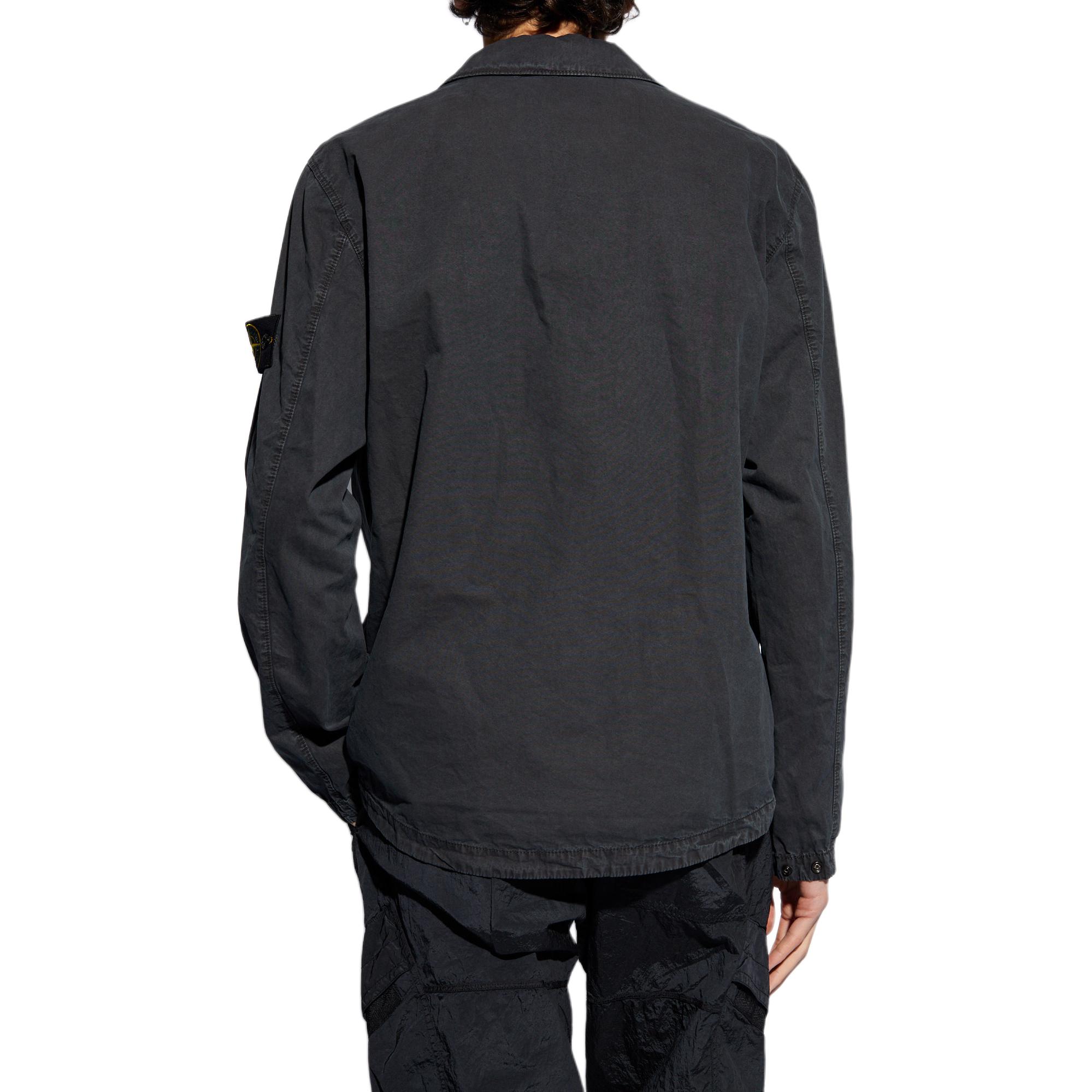 STONE ISLAND SS24 Washed Cotton Zip-Up Shirt Jacket Charcoal Grey  Outerwear 8015119WN-V0165 圖 4
