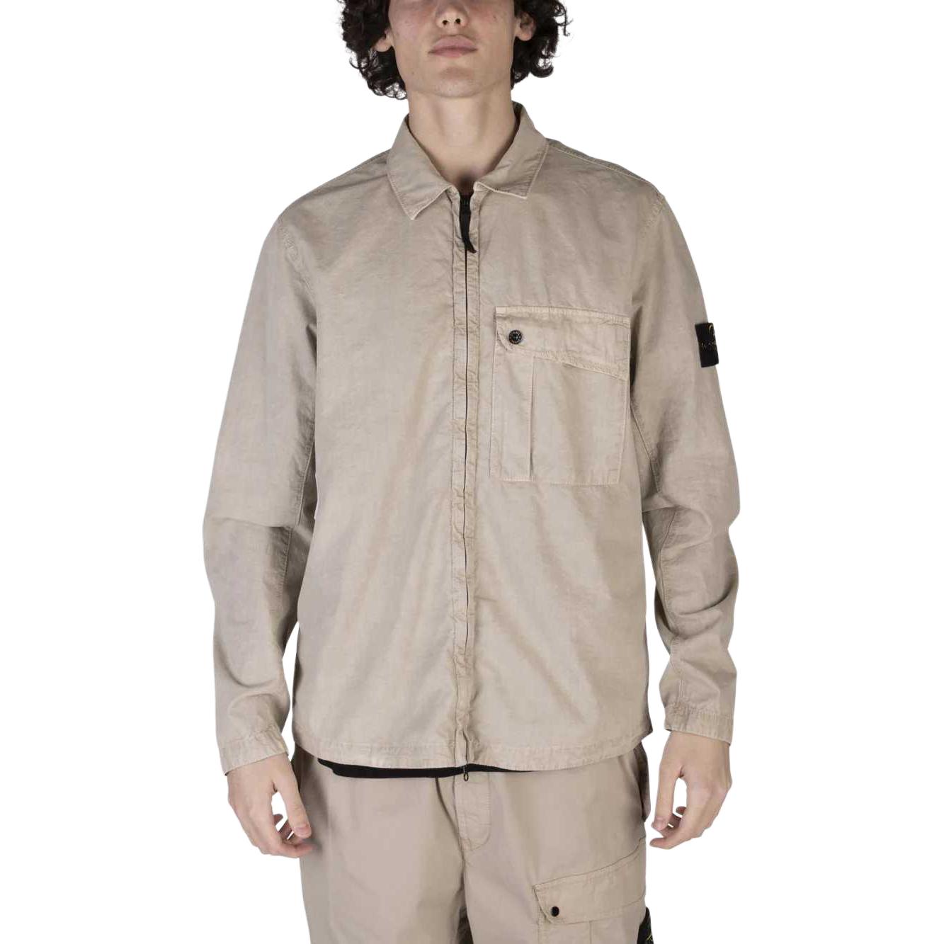 Stone Island SS24 Washed Cotton Zip-Up Shirt Jacket Khaki  Fashion Wear 8015119WN-V0195 圖 4