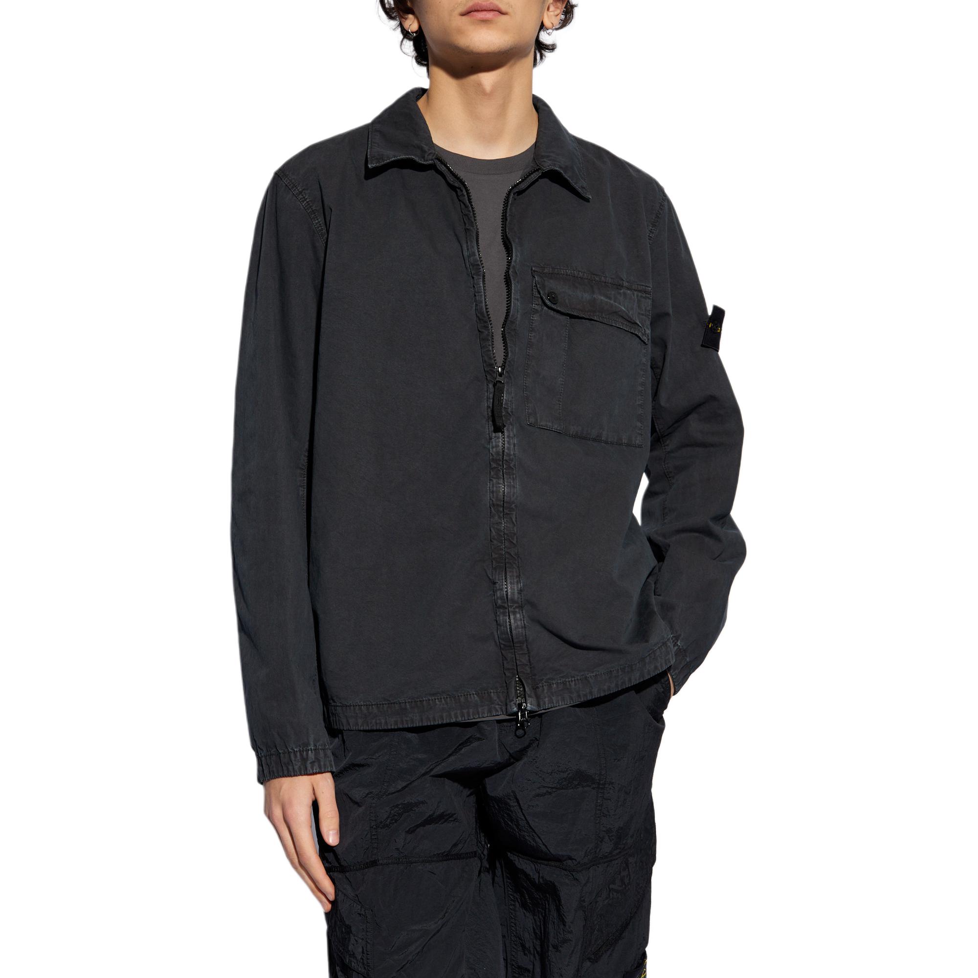 STONE ISLAND SS24 Washed Cotton Zip-Up Shirt Jacket Charcoal Grey  Outerwear 8015119WN-V0165 圖 5