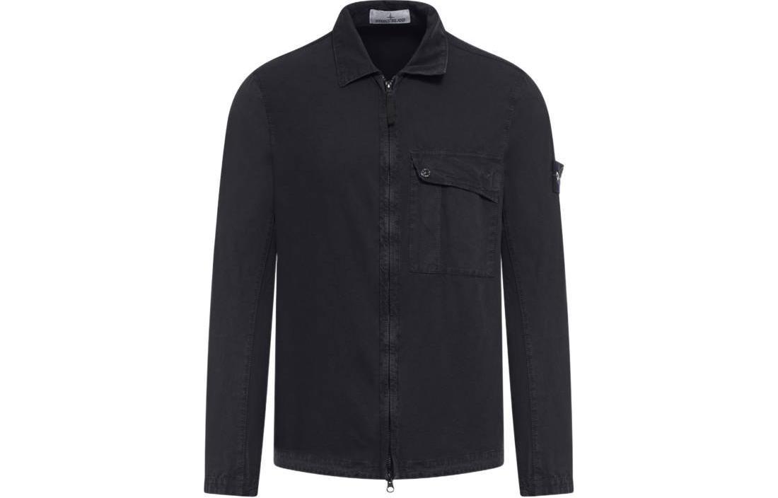 STONE ISLAND SS24 Washed Cotton Zip Jacket Shirt with Pockets Black - 8015119WN-V0120 圖 2