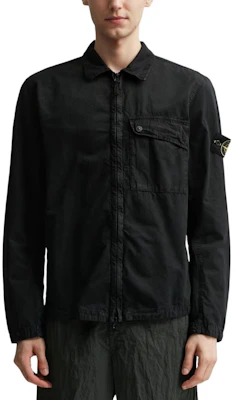 Stone Island SS24 Washed Logo Cotton Zip Pocket Long Sleeve Jacket Black . 8015119WN-V0129 Shop Stone Island SS24 Washed Logo Cotton Zip Pocket Long Sleeve Jacket Black . 8015119WN-V0129