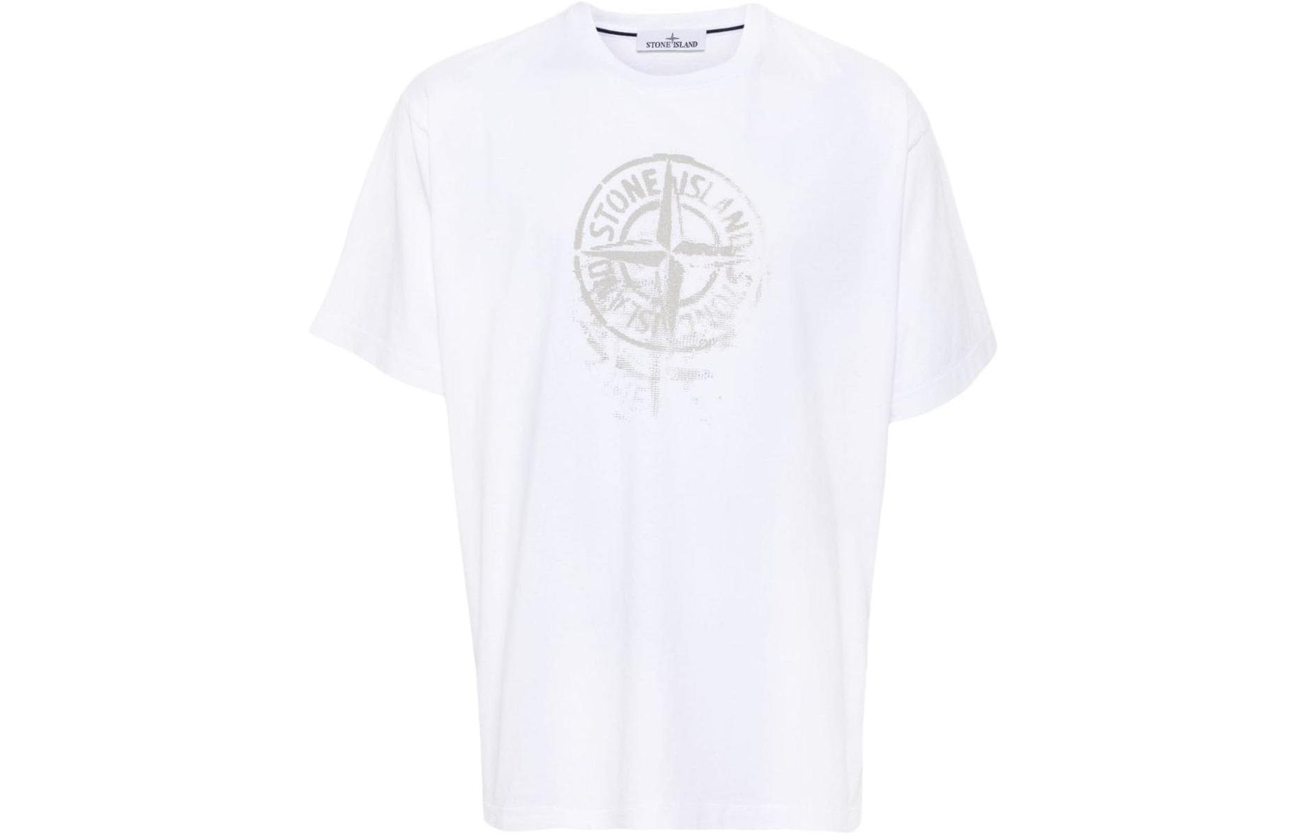 Order Stone Island SS24 白色羅盤標誌印花短袖圓領T恤 80152RC87-V0001