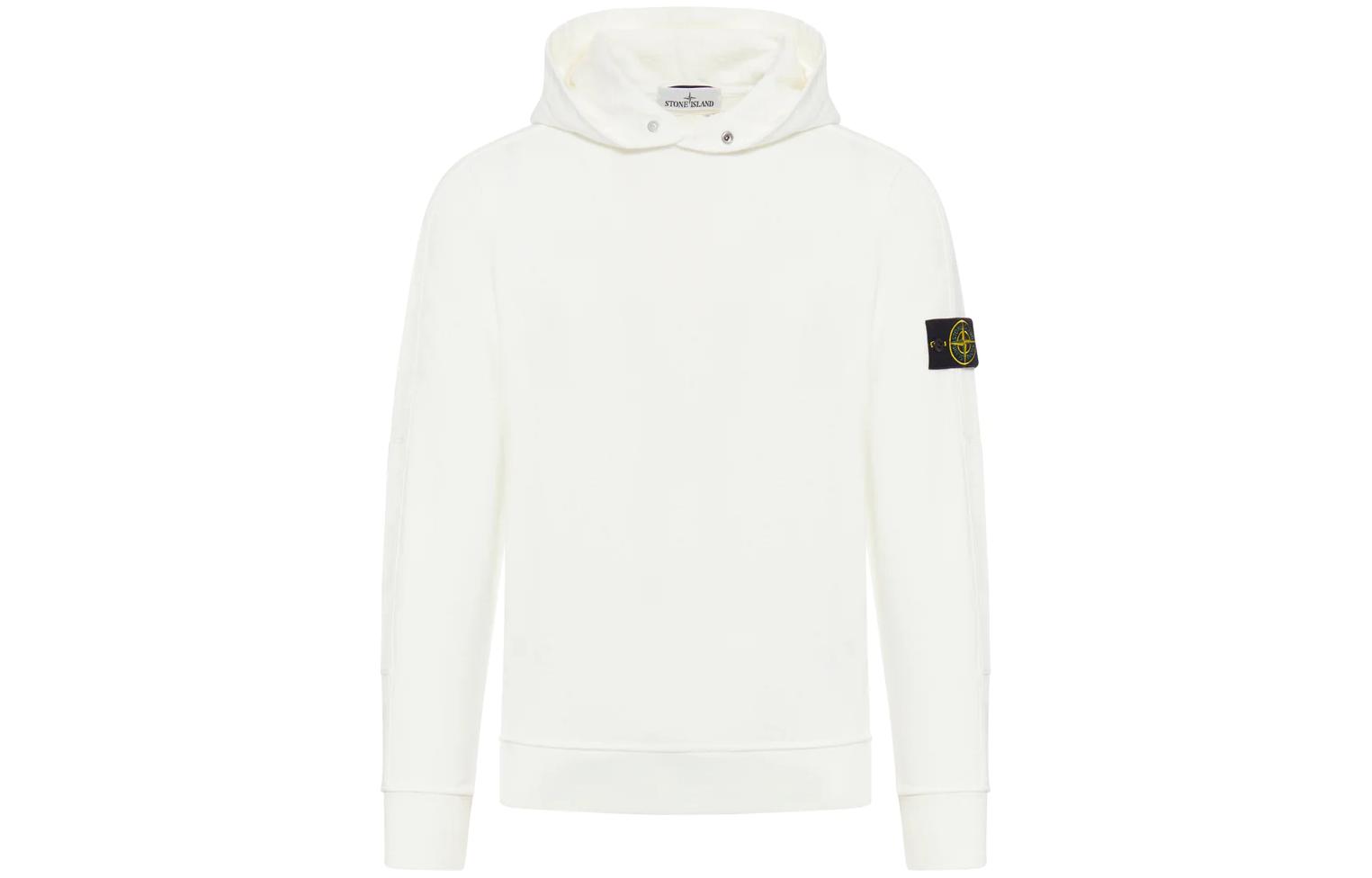 Stone Island SS24 White Hoodie Plain Logo Pullover Long Sleeve 801565860-V0001