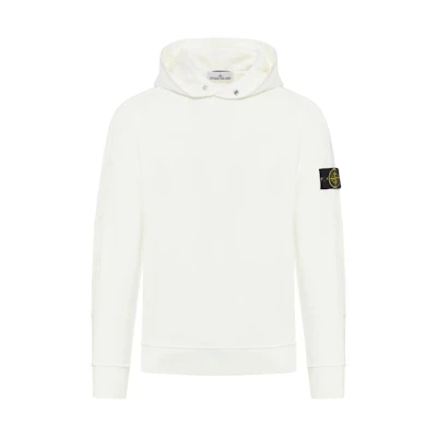 Stone Island SS24 White Hoodie Plain Logo Pullover Long Sleeve 801565860-V0001