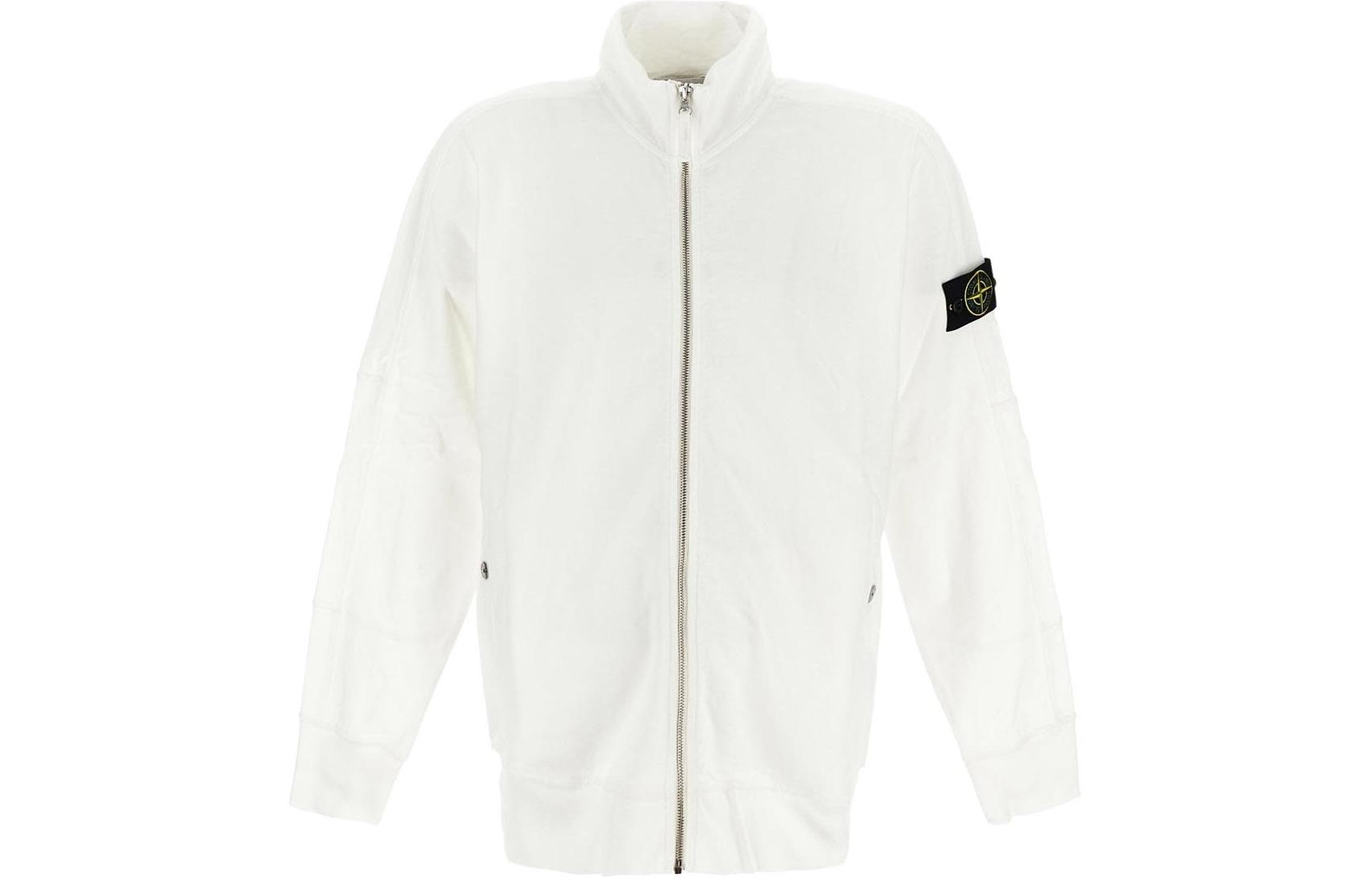 Stone Island SS24 White Logo High-Collar Jacket Classic Style 801565960-V0001