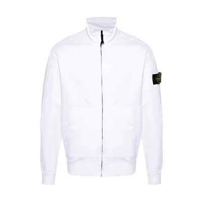 Stone Island SS24 White Logo Zip-Up Jacket for Men 801564952-V0001