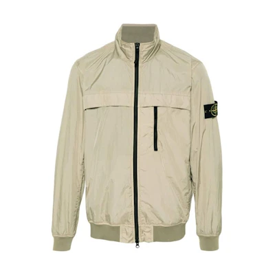 Stone Island SS24 Yellow Lightweight Nylon Jacket with Logo Patch and Zip Pocket 801541022V0095