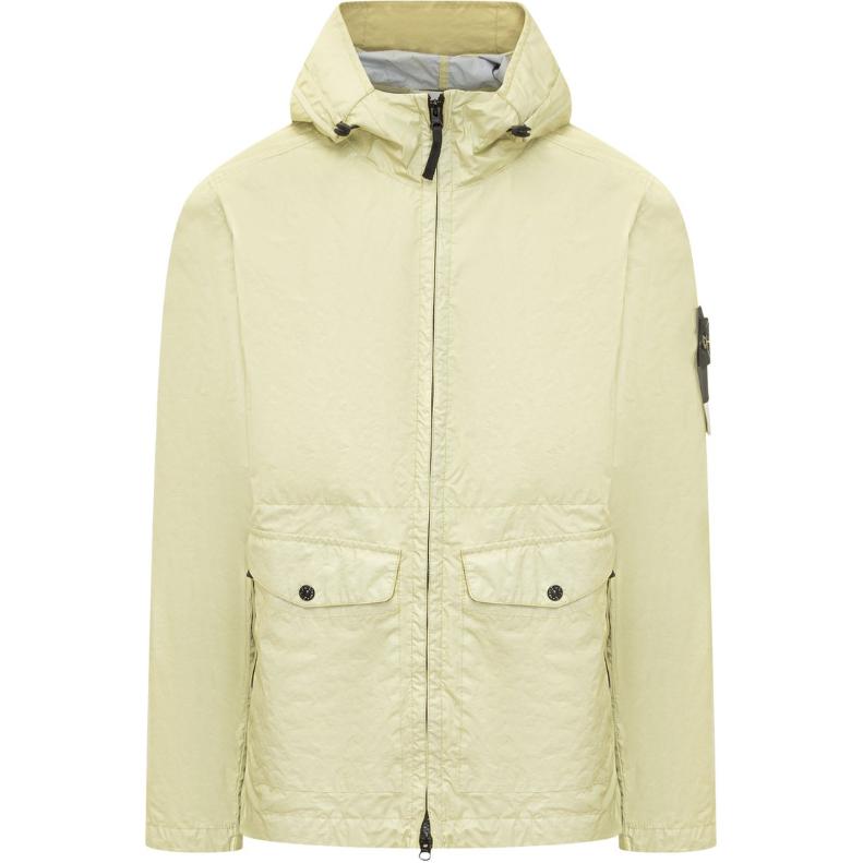 Stone Island SS24 Yellow Waterproof Windbreaker Jacket for Men with Logo 801541123-V0051