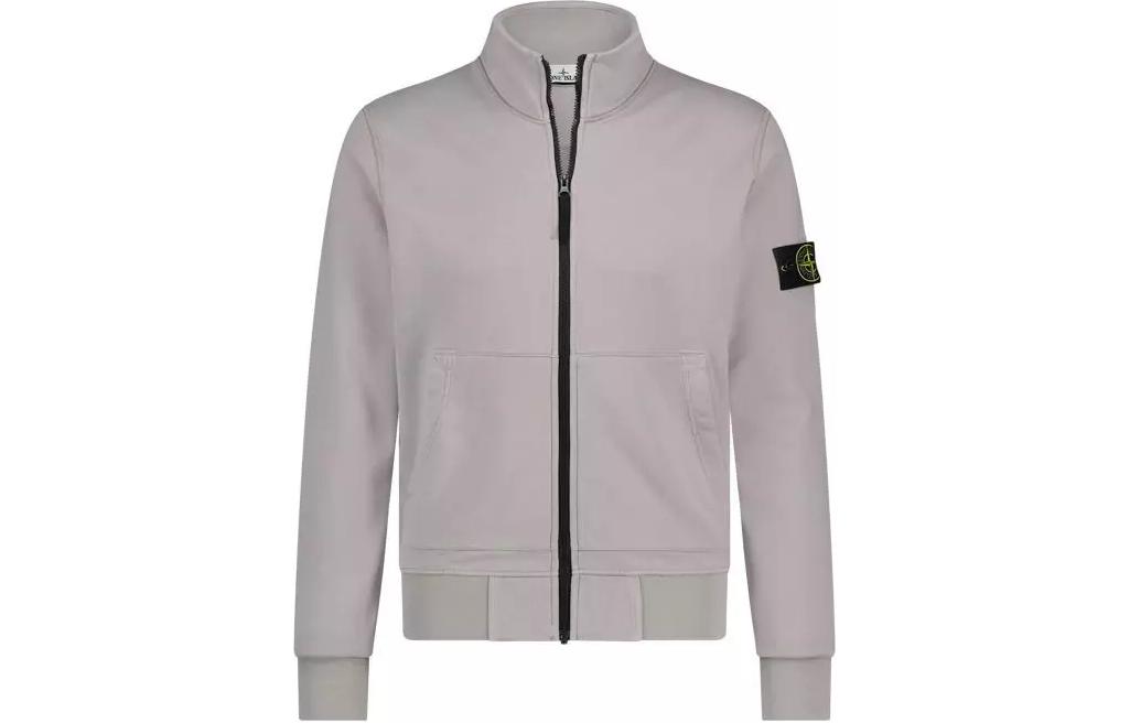 Stone Island SS24 Zip-Up High Collar Jacket Sweatshirt - Purple Gray 801564351-V0064