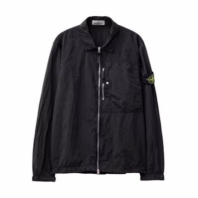 Stone Island SS25 Nylon Metal Jacket Black - Zip-Up with Logo Patch K1S151200005S0019V0029
