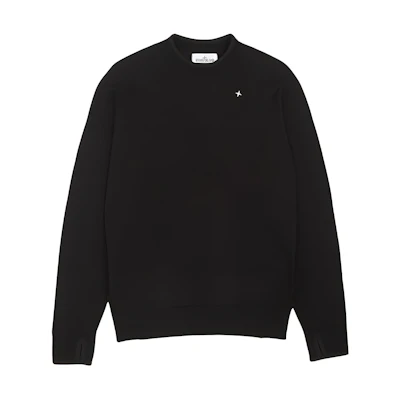 Stone Island Star Logo Crewneck Pullover Sweatshirt Men Black 8015549GA-V0029