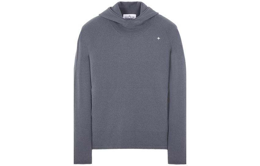 Stone Island Stellina Wool Knit Hoodie Grey Unisex Small Star Embroidery 7915550GA-V0064