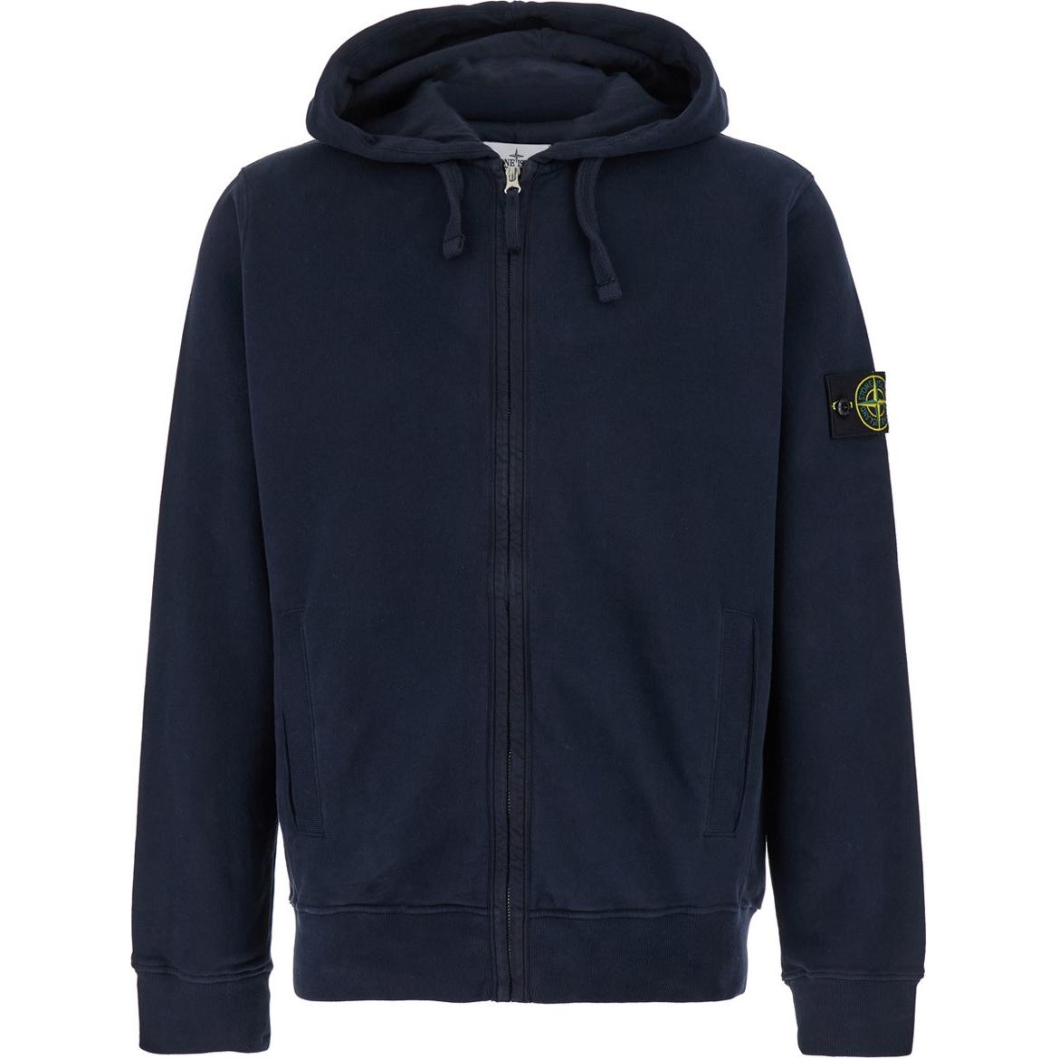 Stone Island Stone Island Logo Hooded Zip-Up Jacket Blue 811563520-V0020