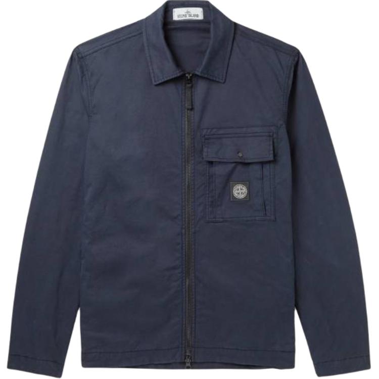 Stone Island Stone Island Logo Patch Zip-Up Collar Jacket Navy 761510419-V0020