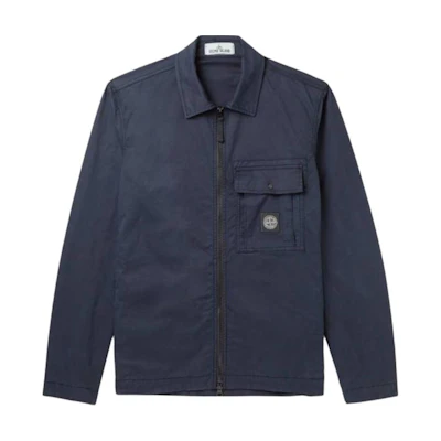 Stone Island Stone Island Logo Patch Zip-Up Collar Jacket Navy 761510419-V0020