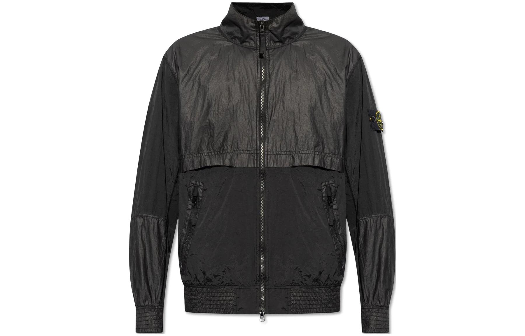Stone Island Stone Island Logo Zip-Up Jacket Black Long Sleeve Outerwear 8015419200-V0029