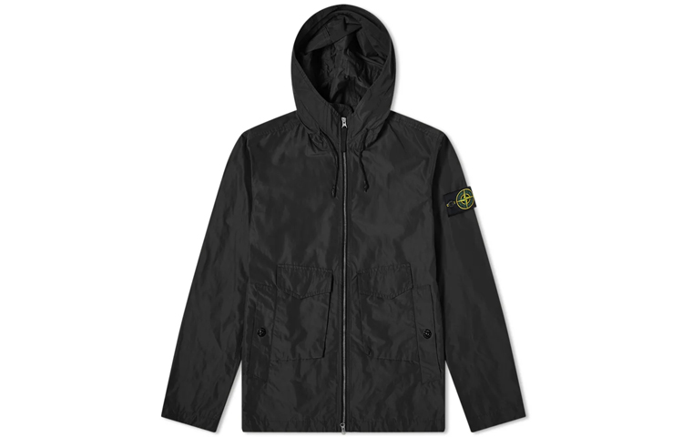 Stone Island Stone Island Patch Loose Fit Hooded Windbreaker Jacket Black SS21 741541122-V0029