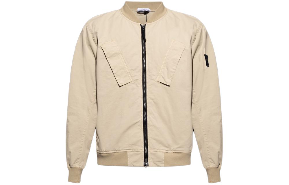 Stone Island Stone Island Solid Color Zip-Up Jacket Beige Mens 801542510-V0095